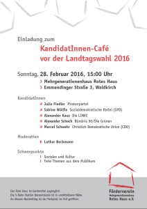 Einladung zum „KandidatInnen-Café“ (Einladung: Förderverein Mehrgenerationenhaus Rotes Haus e. V.).