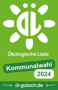 Teaser für die Kommunalwahl 2024 in Gutach für die Ökologische Liste. Die Grafik zeigt das ÖL-Logo in Form einer Blume und die Textinhalte: 'Ökologische Liste - Kommunalwahl 2024 - öl-gutach.de'